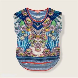 High Low Vibrant Multicolor Floral Blouse